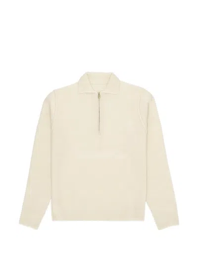 Fortela Yale Wool Sweater With Collar And Zip In Neutral