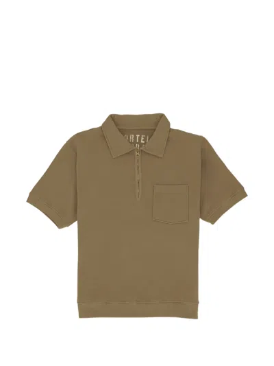 Fortela Yalepm Zip Pocket Polo Shirt In Brown