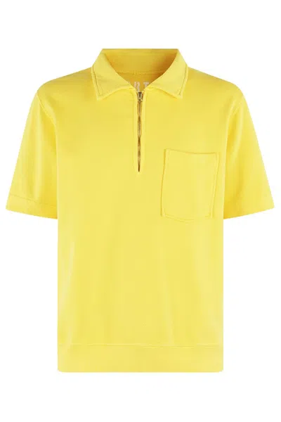 Fortela Yellow Zip-up Sweatshirt With Polo Collar