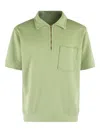Fortela Polo Collar Zip-up Sweatshirt With Patch Pocket In Green