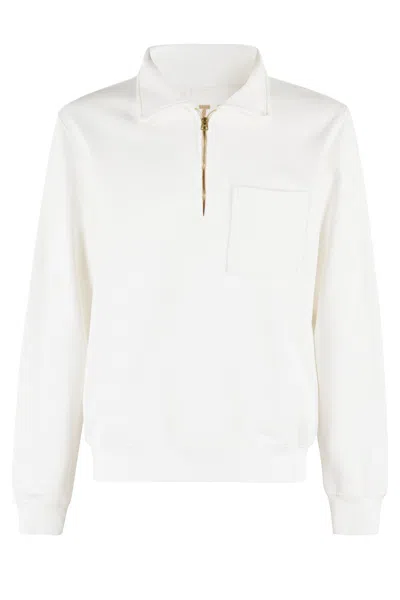 Fortela Zip-up Sweatshirt With Pointed Collar In White