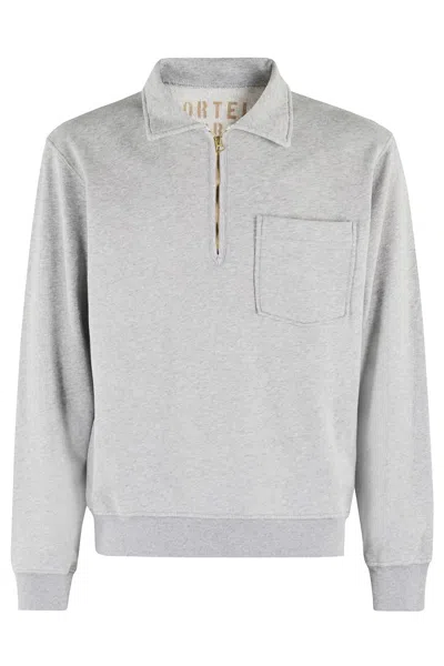 Fortela Zip-up Sweatshirt With Pointed Collar In White