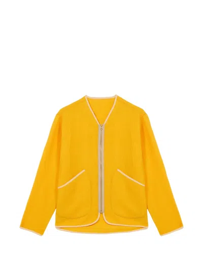 Fortela Zip-up Trim Wool Jacket In Yellow