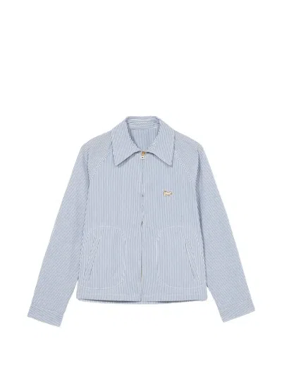 Fortela Zuma Striped Zip-up Overshirt In Blue