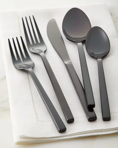 Fortessa 20-piece Arezzo Flatware Service, Brush Black In Grey