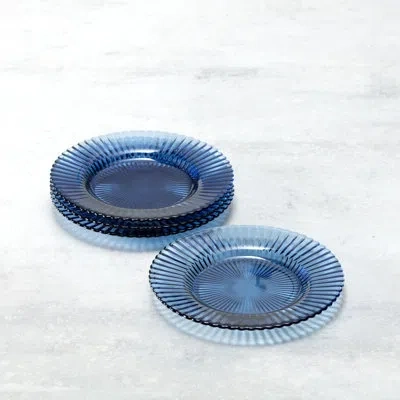 Fortessa Archie Glass, 8.5 Inch Salad Plate (set Of 4), Dusk Gray In Cornflower Blue