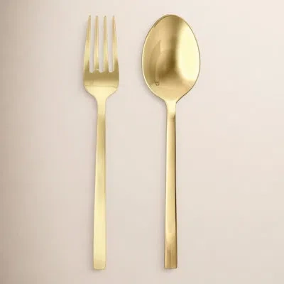 Fortessa Arezzo Brushed 2 Piece Salad Servers Set In Brushed Gold
