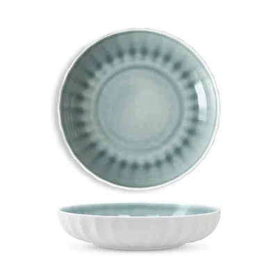 Fortessa Blyss Bone China Green Low Dinner Bowl, Set Of 4