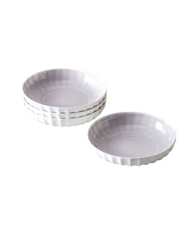Fortessa Blyss Bone China Low Dinner Bowls, Set Of 4 In Gray