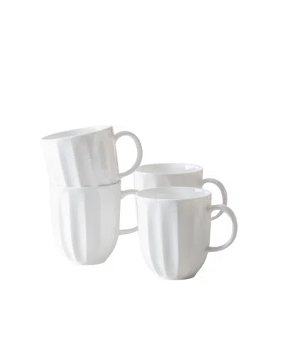 Fortessa Blyss Bone China Scalloped Mugs, Set Of 4 In White