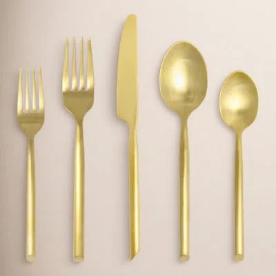 Fortessa Capri 18/10 Stainless Steel 20 Piece Flatware Set (service For 4), Brushed Gold