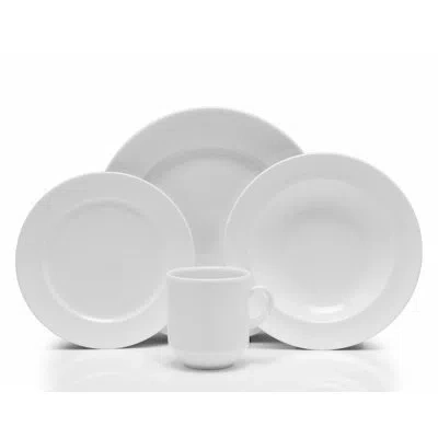 Fortessa Cassia Vitrified China 16 Piece Dinnerware Set, Service For 4 In White