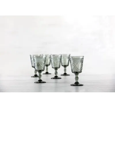 Fortessa Set Of 6 Debutante Glass Grey Goblets In Gray