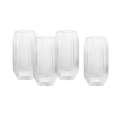 Fortessa Estiva Glass, 12.5 Ounce Hiball/sparkling Cocktail (set Of 4), Textured Palm Green In Textured Clear