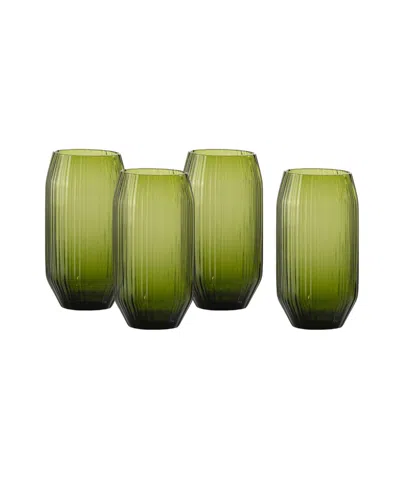 Fortessa Estiva Textured Highball Sparkling Cocktail Glasses, Set Of 4 In Green