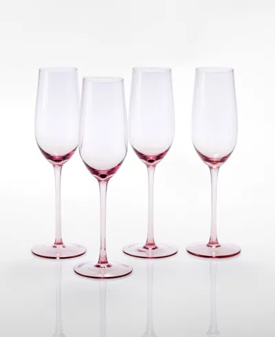 Fortessa Gala Champagne Flute Glasses, Set Of 4 In Pink