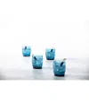 Fortessa Set Of 4 Gala Glass Blue Short Beverage Glasses