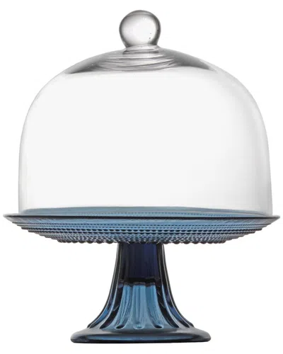 FORTESSA FORTESSA JUPITER GLASS 8.5IN BLUE MINI CAKE STAND & DOME SET