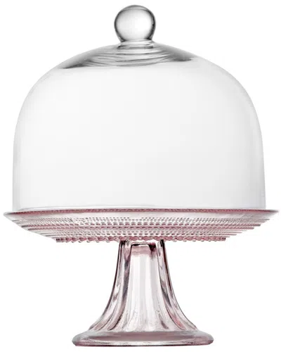 FORTESSA FORTESSA JUPITER GLASS 8.5IN PINK MINI CAKE STAND & DOME SET