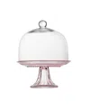 Fortessa Jupiter Glass 8.5in Pink Mini Cake Stand And Dome In Pink