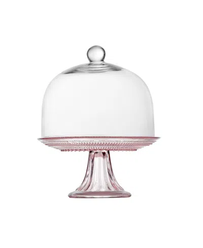 FORTESSA JUPITER PINK 8.5" CAKE STAND AND DOME SET