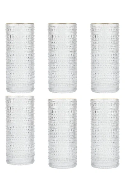FORTESSA FORTESSA JUPITER SET OF 6 GOLD RIM COLLINS GLASSES