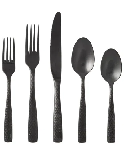 Fortessa Lucca Faceted 18/10 Black Stainless Steel 20pc Flatware Set