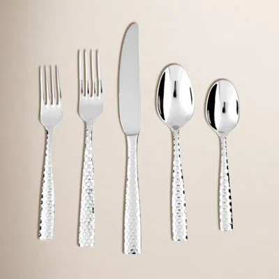 Fortessa Lucca Faceted 20 Piece 18/10 Stainless Steel Flatware Set, Service For 4