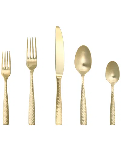 FORTESSA FORTESSA LUCCA FACETED BRUSHED GOLD 5PC PLACE SETTING