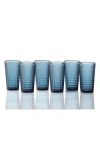 Fortessa Jupiter Set Of 6 Gold Rim Collins Glasses In Cornflower Blue