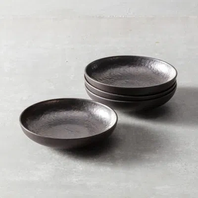 Fortessa Nivo Stoneware, 8.7" Salad Bow (set Of 4), Mettalic In Black