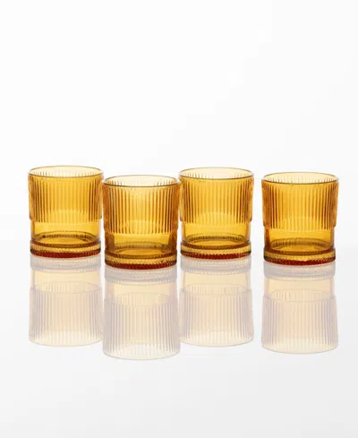 Fortessa Noho Double Old-fashioned 9.85-oz. Glasses, Set Of 4 In Amber