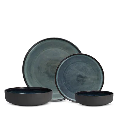 Fortessa Northern Lights Aurora Blue 16 Piece Dinnerware Set, Service For 4