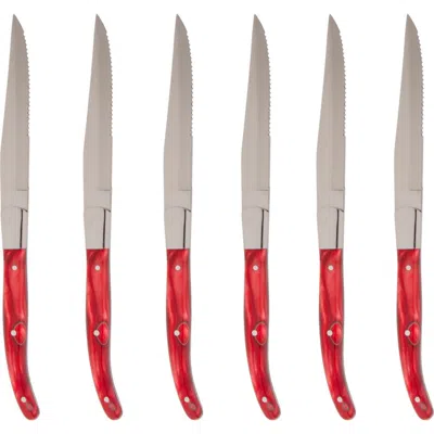 Fortessa Provencal 6-piece Serrated Steak Knife Set In Red