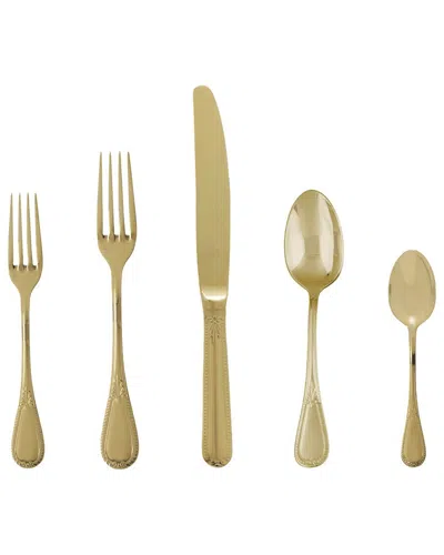 Fortessa Savoy 18/10 Stainless Steel 5pc Flatware Set In Gold