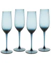 Fortessa Set Of 4 Gala Glass Blue Champagne Flutes In Blue