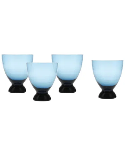 FORTESSA FORTESSA SET OF 4 GALA GLASS BLUE LOWBALL COCKTAIL GLASSES