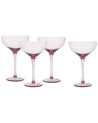 Fortessa Set Of 4 Gala Glass Pink Coupe Cocktail Glasses In Red