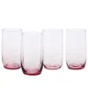 Fortessa Set Of 4 Gala Glass Pink Iced Beverage Glasses In Pink