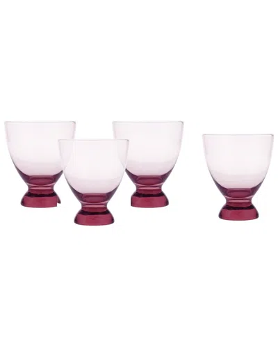 Fortessa Set Of 4 Gala Glass Pink Lowball Cocktail Glasses