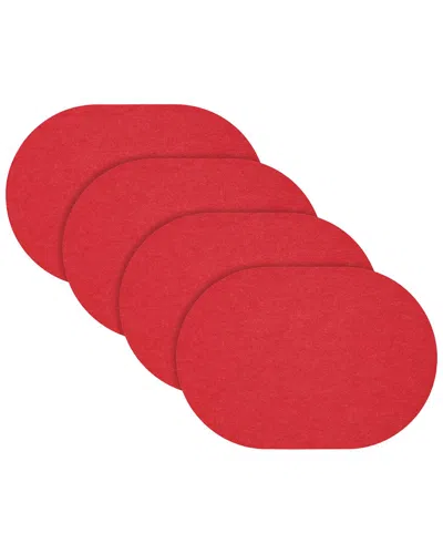 Fortessa Set Of 4 Loft Oval Felt Placemats In Red