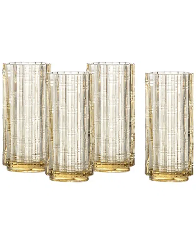 Fortessa Set Of 4 Mahalo Stackable Glasses, 11.5oz Collins In Yellow