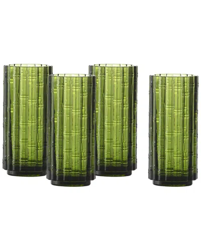 Fortessa Set Of 4 Mahalo Stackable Glasses, 11.5oz Collins In Green