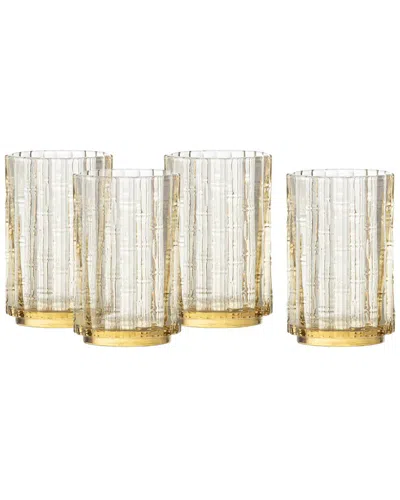 Fortessa Set Of 4 Mahalo Stackable Glasses, 13.5oz Iced Beverage In Yellow