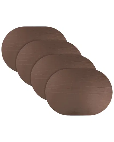 Fortessa Set Of 4 Strata Oval Leather Placemats In Brown