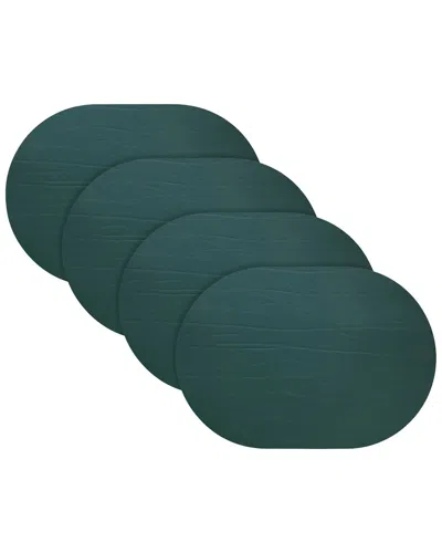 Fortessa Set Of 4 Strata Oval Leather Placemats In Green