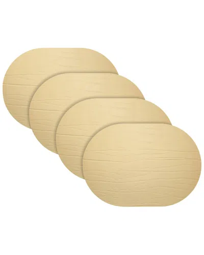 Fortessa Set Of 4 Strata Oval Leather Placemats In Neutral