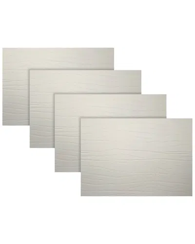 Fortessa Set Of 4 Strata Rectangle Leather Placemats In Gray