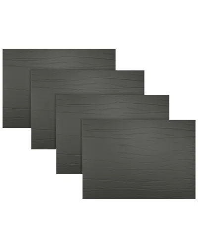 Fortessa Set Of 4 Strata Rectangle Leather Placemats In Black
