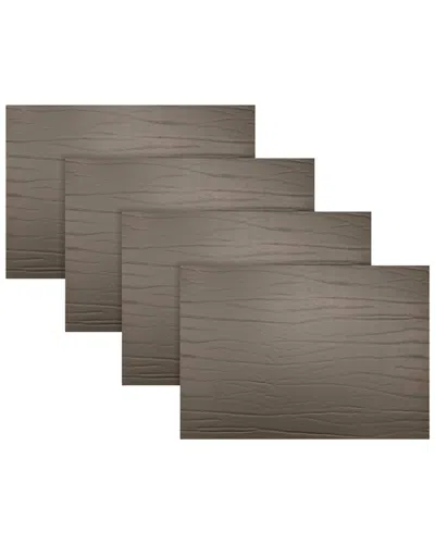 Fortessa Set Of 4 Strata Rectangle Leather Placemats In Brown